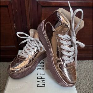 Cape Robbin Pink Glossy Sneakers with Thick Sole size 7 with box